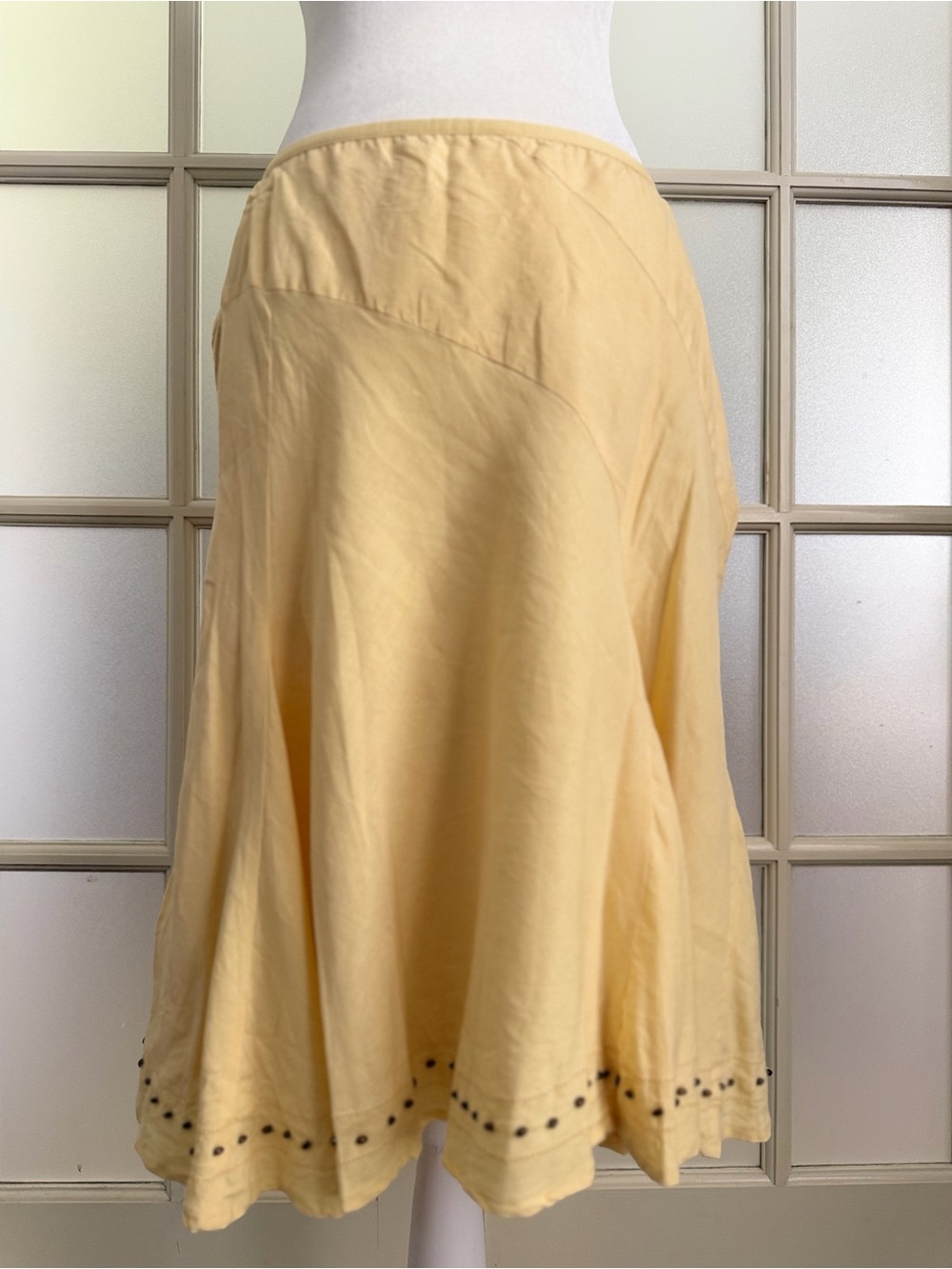 Vintage Marisa Christina Light Yellow A-Line Midi Skirt